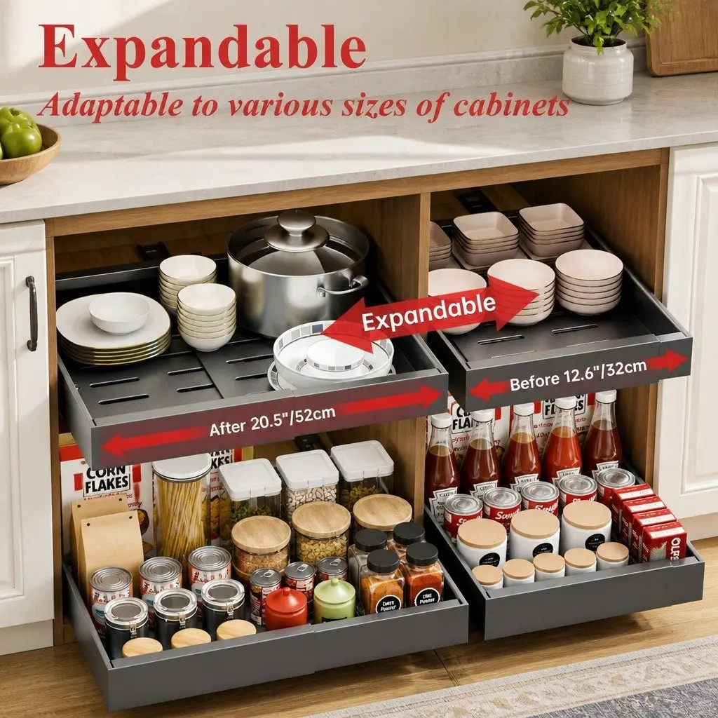 2 Pack Pull Out Cabinet Organizers