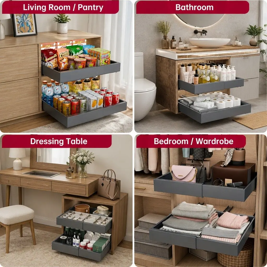 2 Pack Pull Out Cabinet Organizers