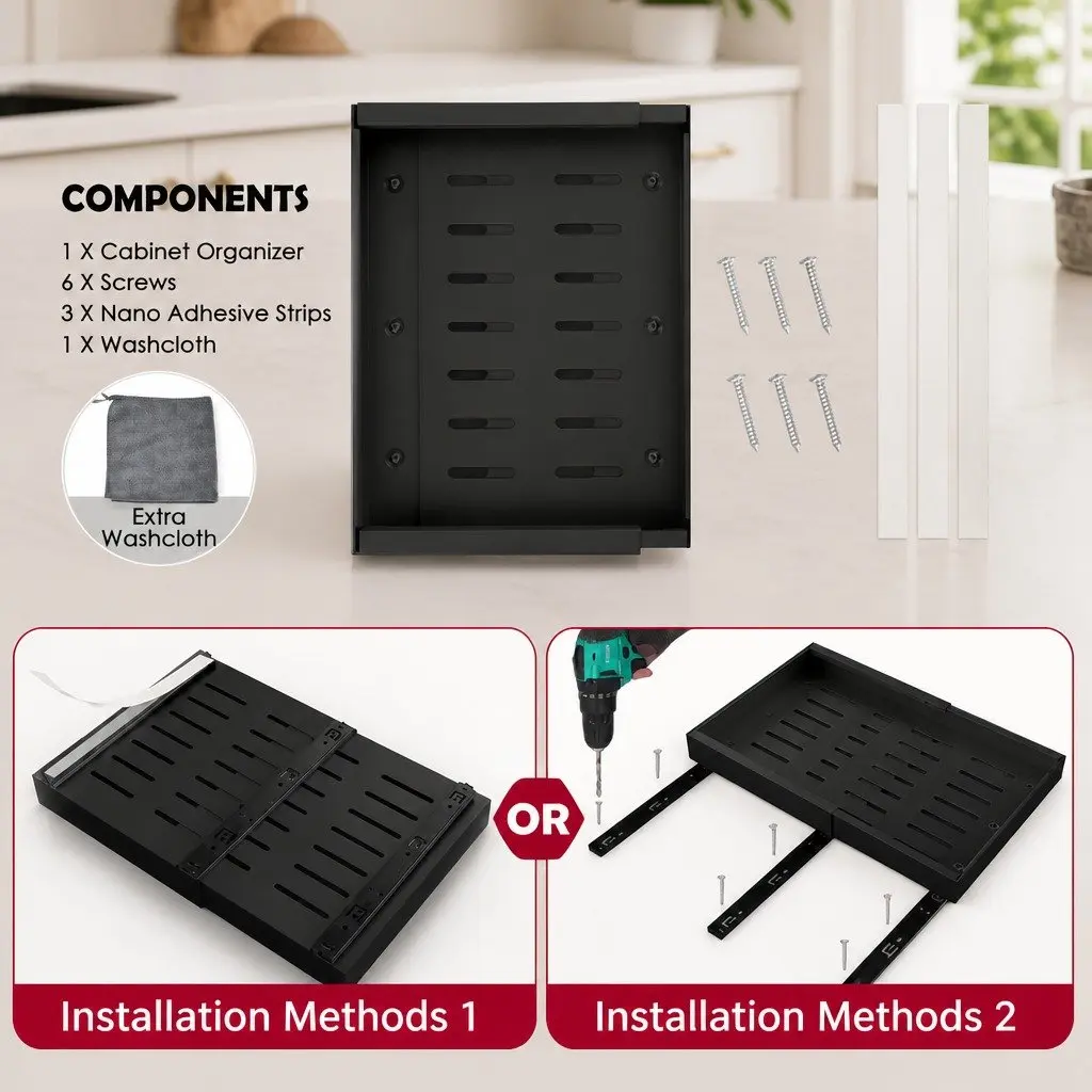 2 Pack Pull Out Cabinet Organizers