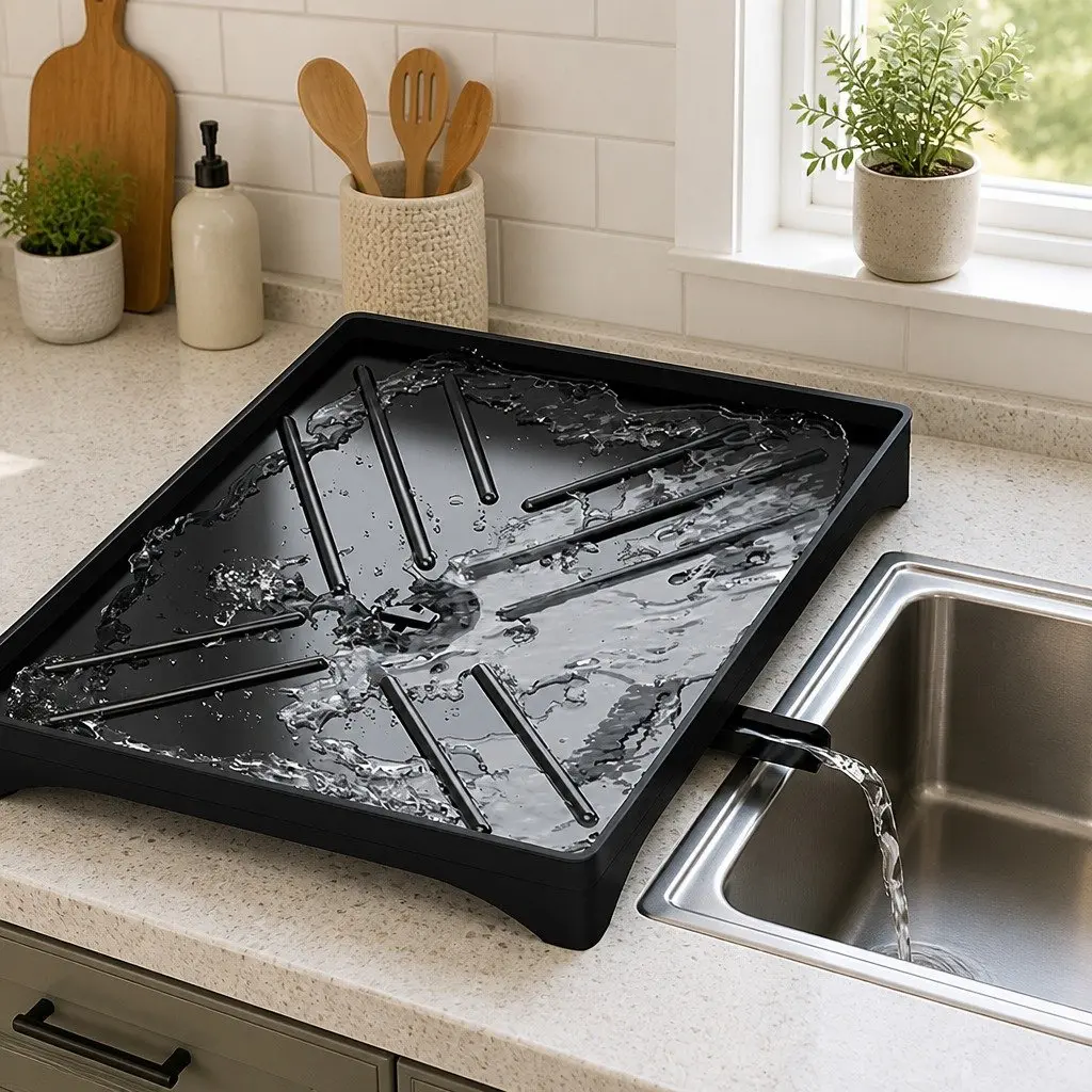 2-Tier Dish Drying Rack Large Drainboard Utensil Holder Glass Hooks Cutlery