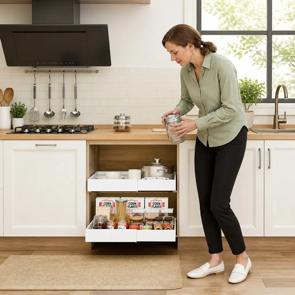 Pull Out Cabinet Organizer Kitchen Storage 2 Pack Expandable Slide Out Shelves
