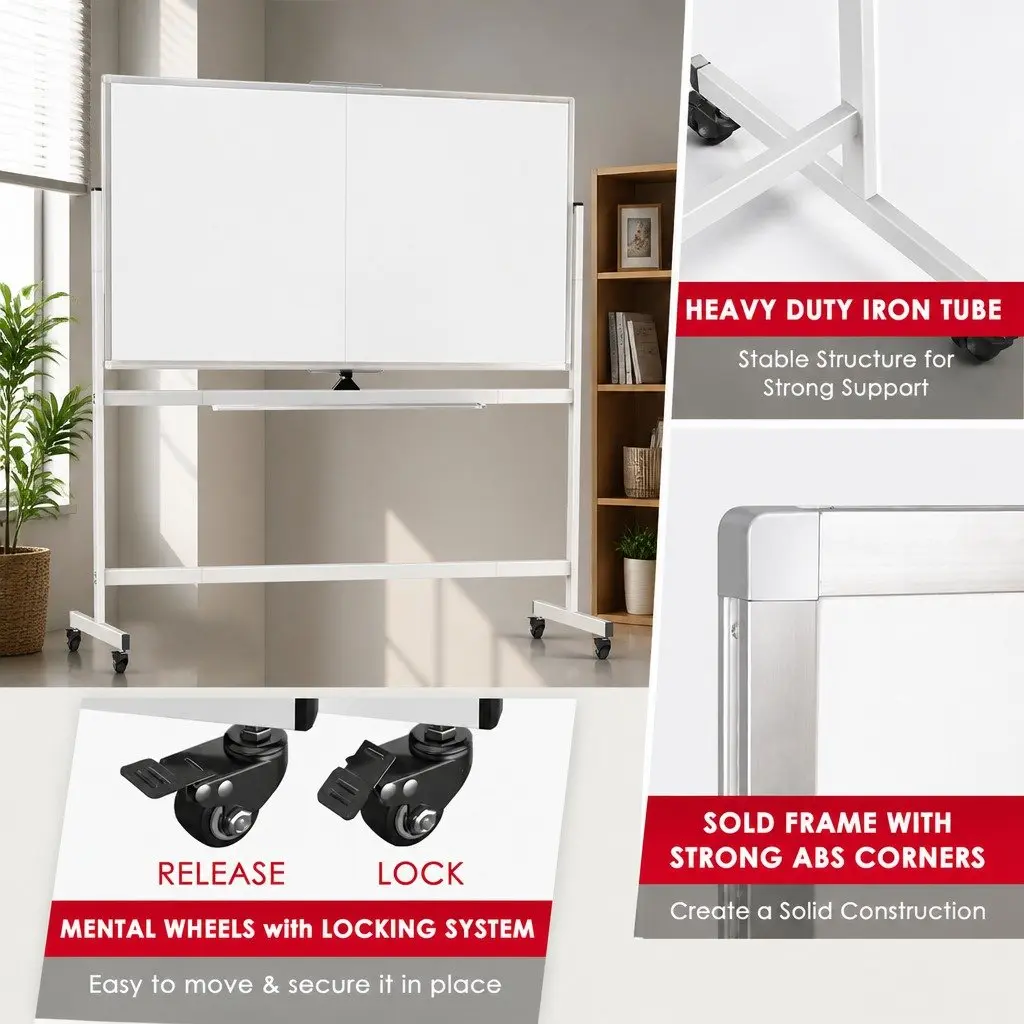 Double-Sided Magnetic Whiteboard 120x90cm