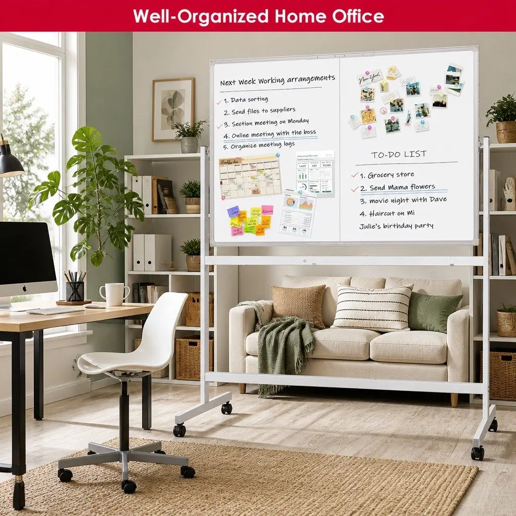 Double-Sided Magnetic Whiteboard 120x90cm