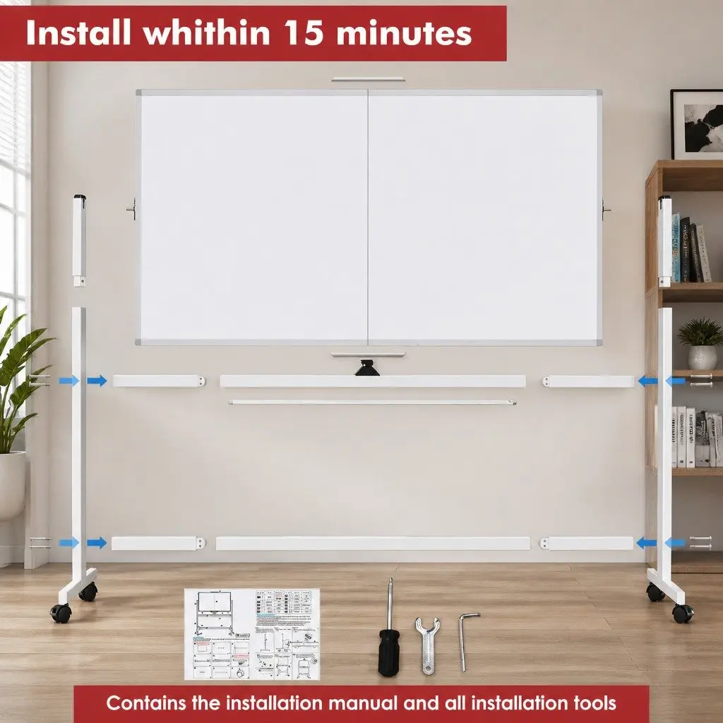 Double-Sided Magnetic Whiteboard 120x90cm