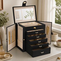 Spacious Jewelry Storage Box: 27 x 28 x 17 cm, 6 Drawers