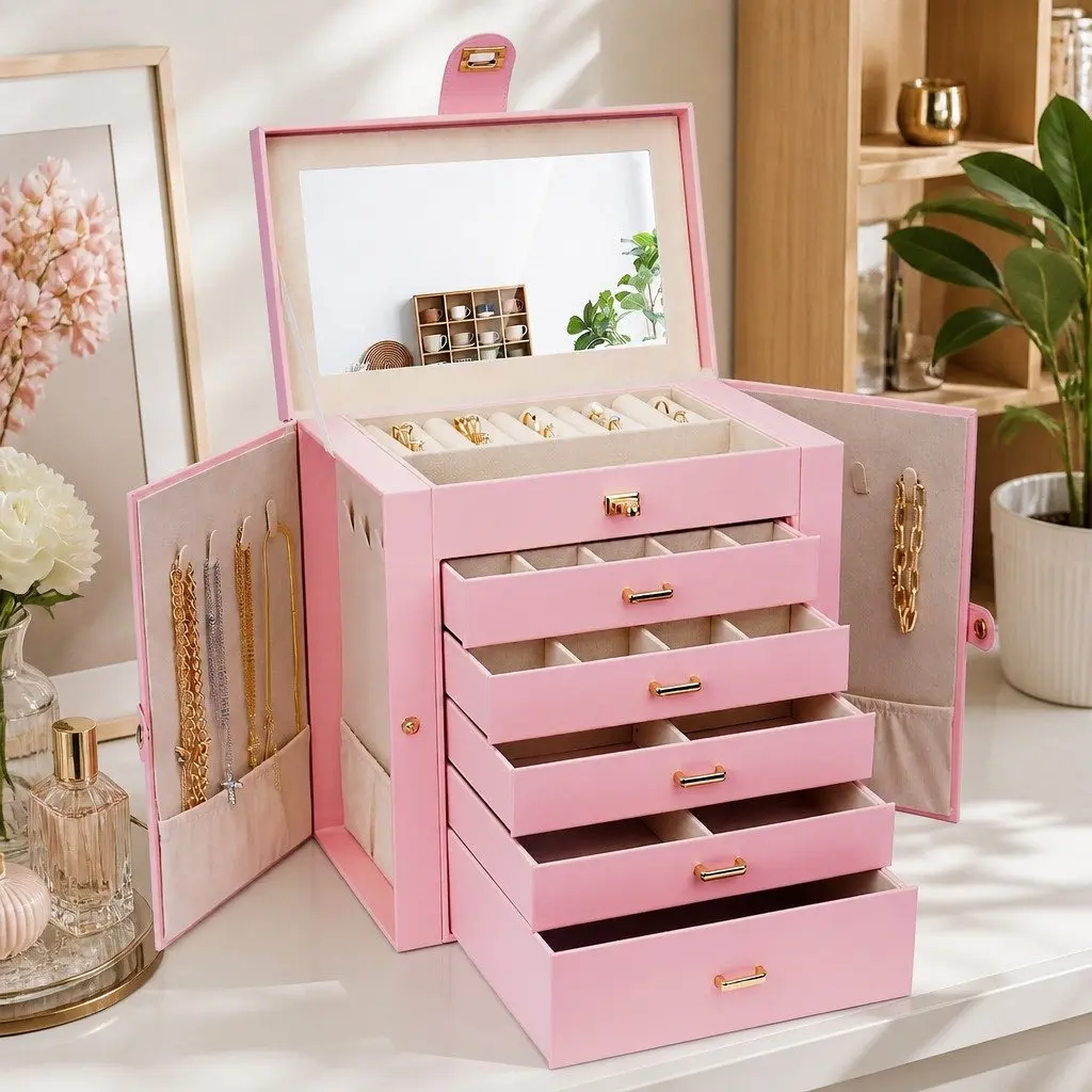 Large 6-Layer Jewelry Box with Drawers