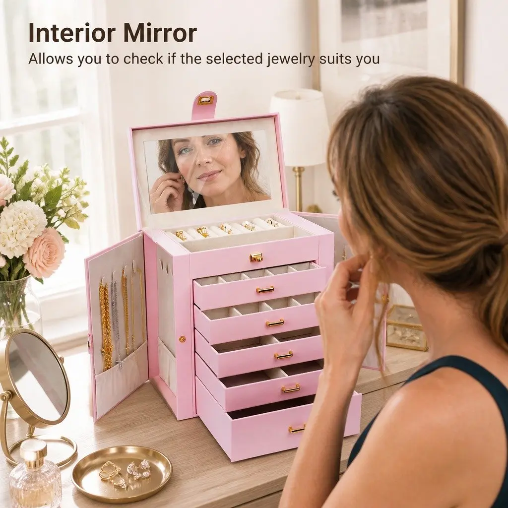 Large 6-Layer Jewelry Box with Drawers