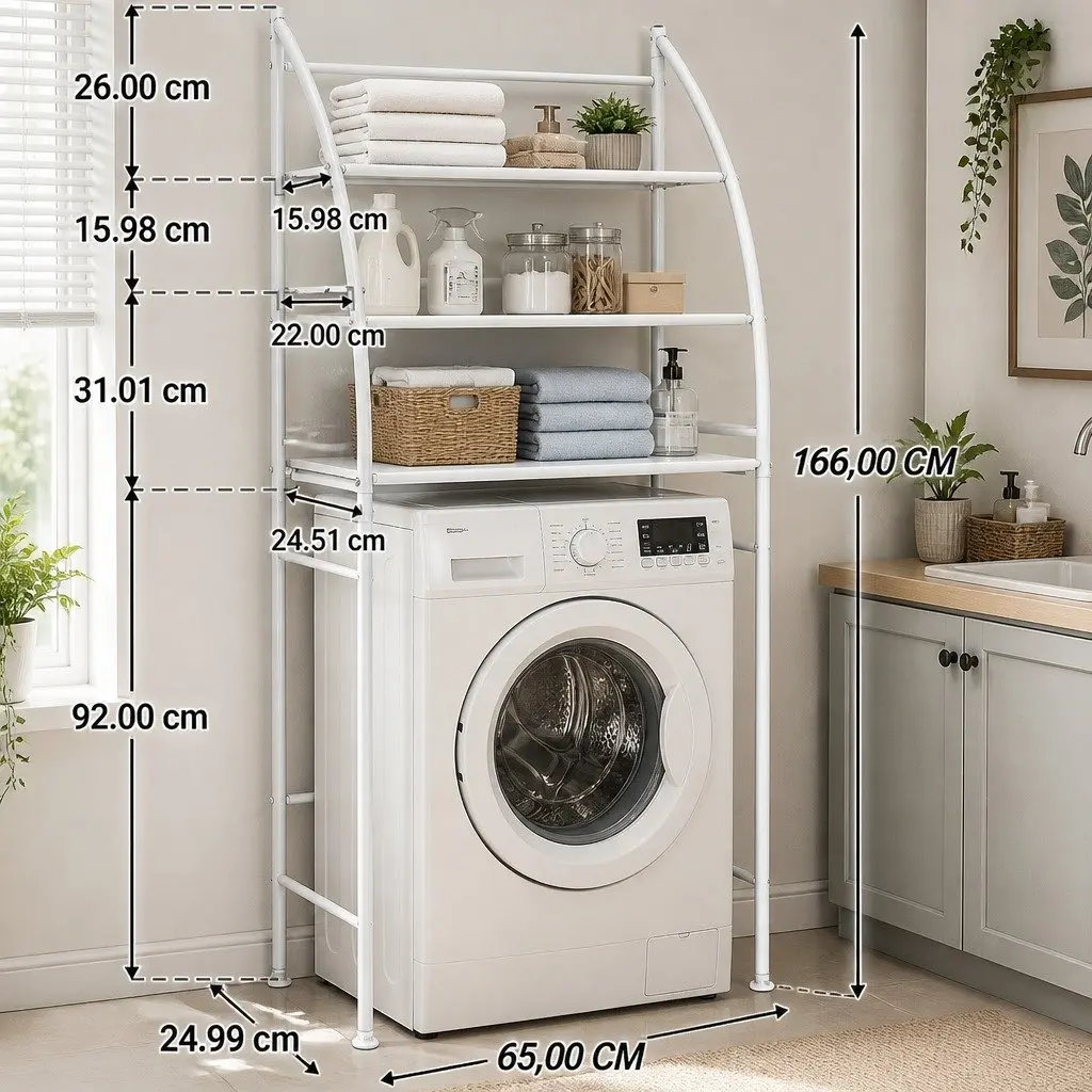 3-Tier Storage Rack for Laundry and Bathroom