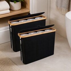 Toilet Paper Storage Basket 2 Pack Bamboo Lid Handle Organizer RV Closet