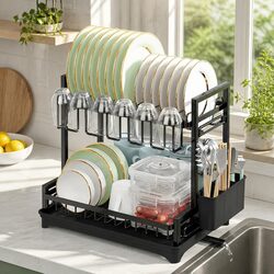 2-Tier Dish Drying Rack Dimensions: 42 x 38 x 30 cm