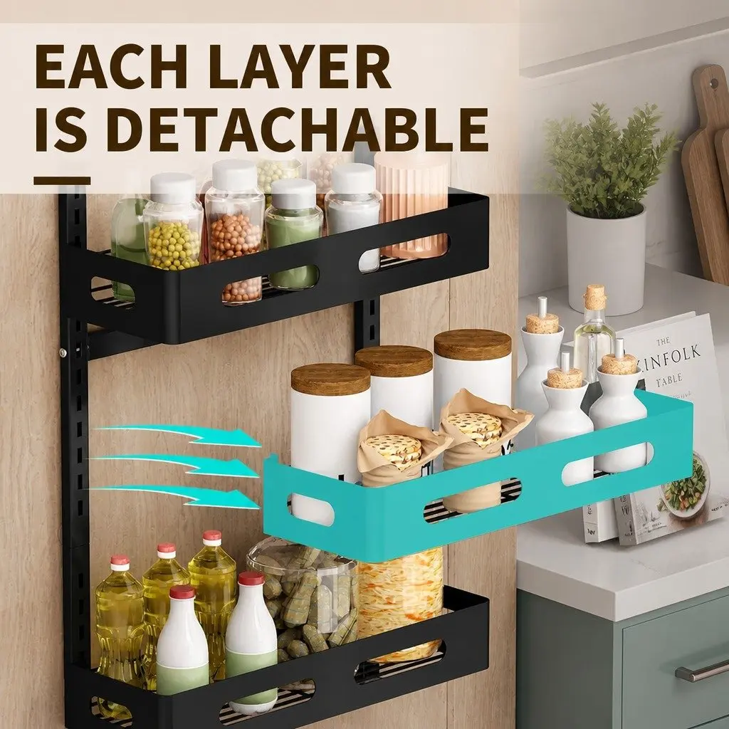 Over the Door Organizer Kitchen Bathroom 6 Tier Adjustable Metal Storage Rack