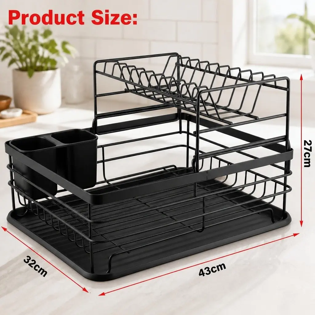 2-Tier Dish Drying Rack with Tray