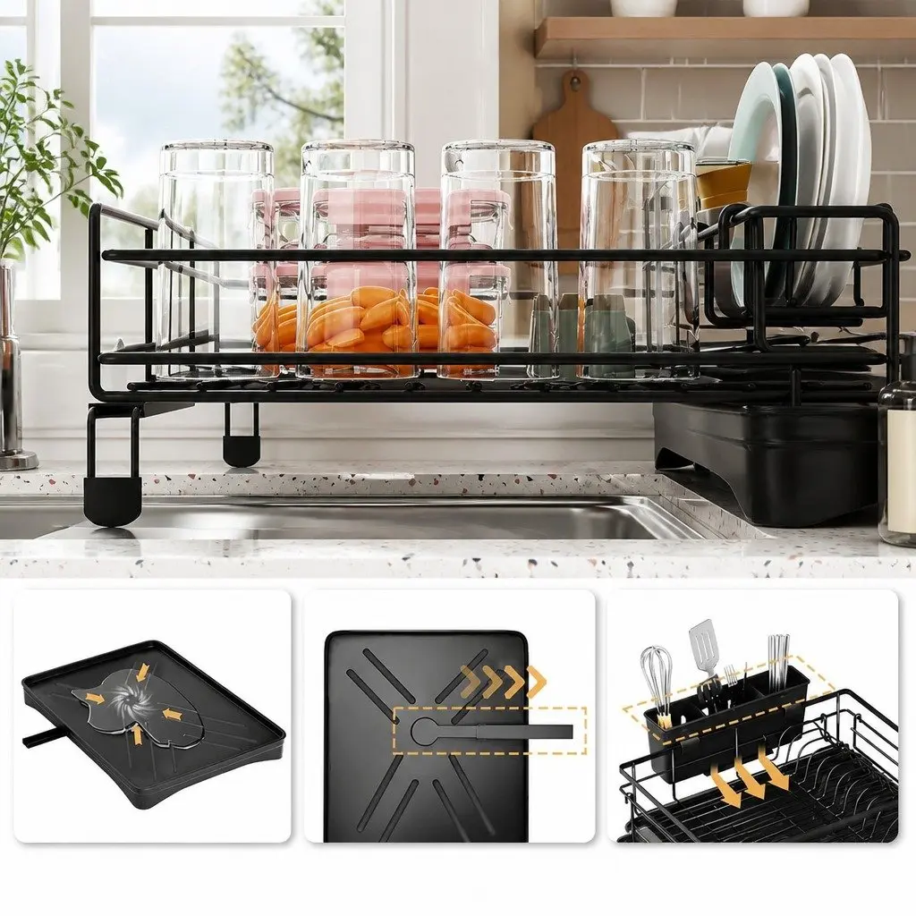 Expandable 2-Tier Dish Drying Rack