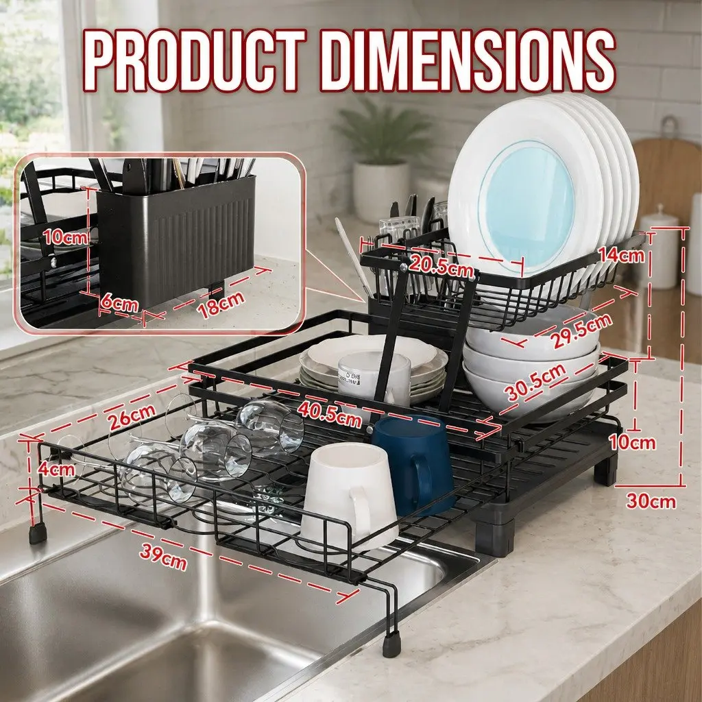 Expandable 2-Tier Dish Drying Rack