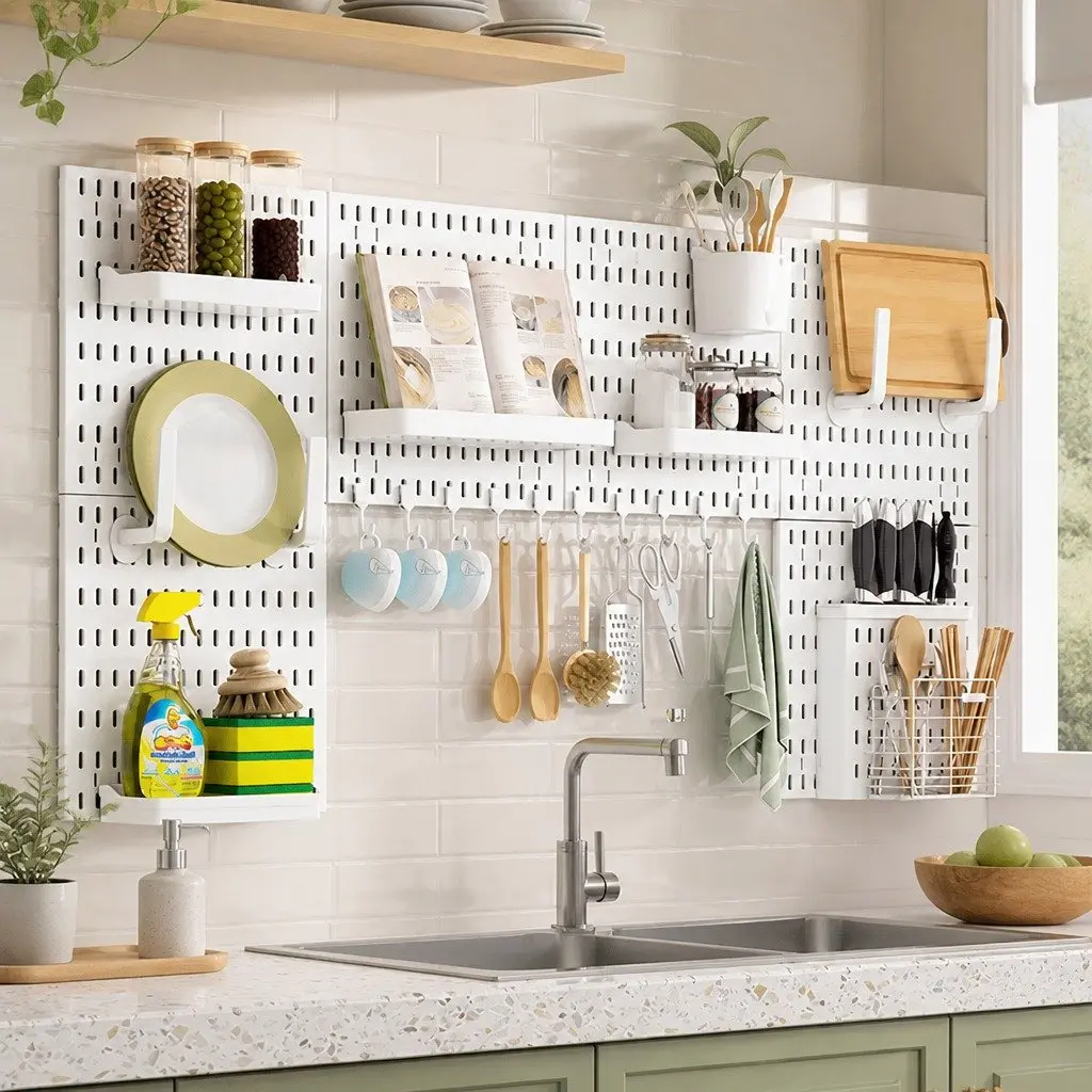 Pegboard Wall Organizer Kit 27pc 6 Modular Pegboards 21 Accessories Storage Set
