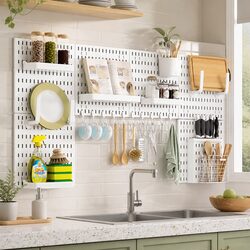 Pegboard Wall Organizer System: 6 Panels, 21 Accessories