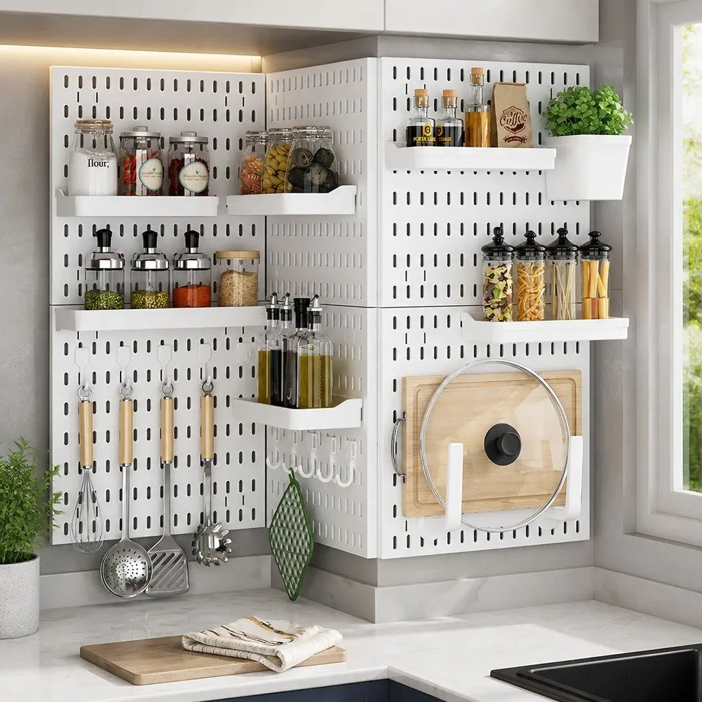 Pegboard Wall Organizer Kit 27pc 6 Modular Pegboards 21 Accessories Storage Set