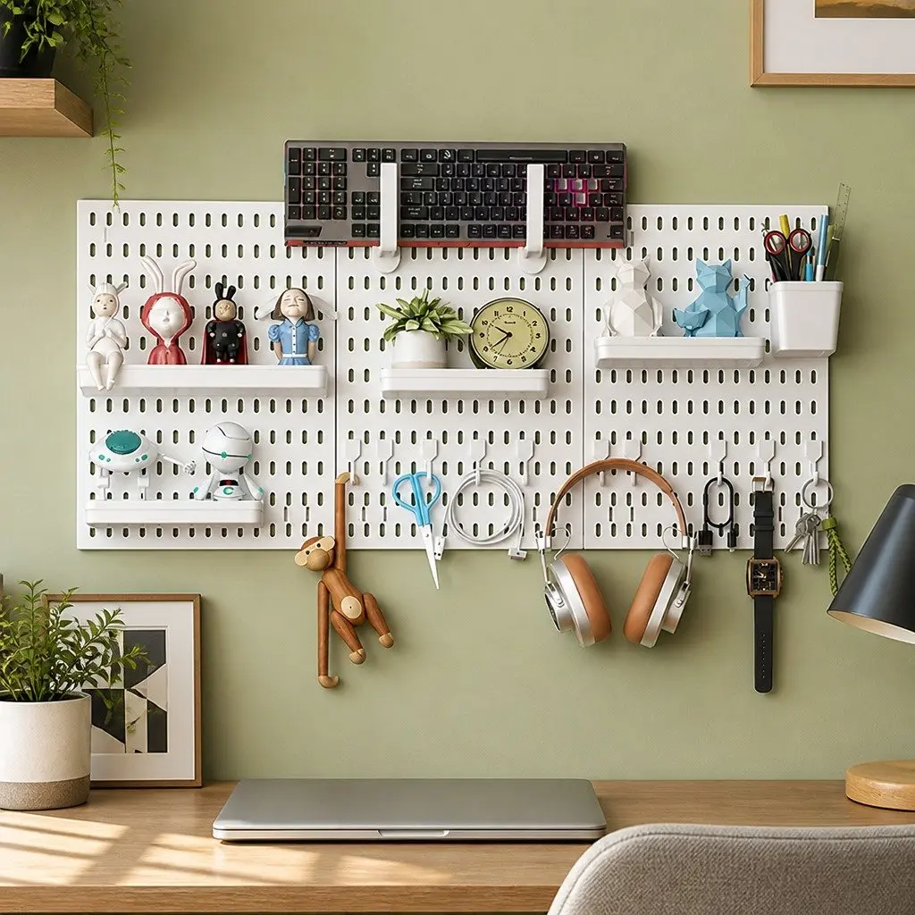 Pegboard Wall Organizer Kit 3 Modular Panels 17 Accessories Office Gaming Craft