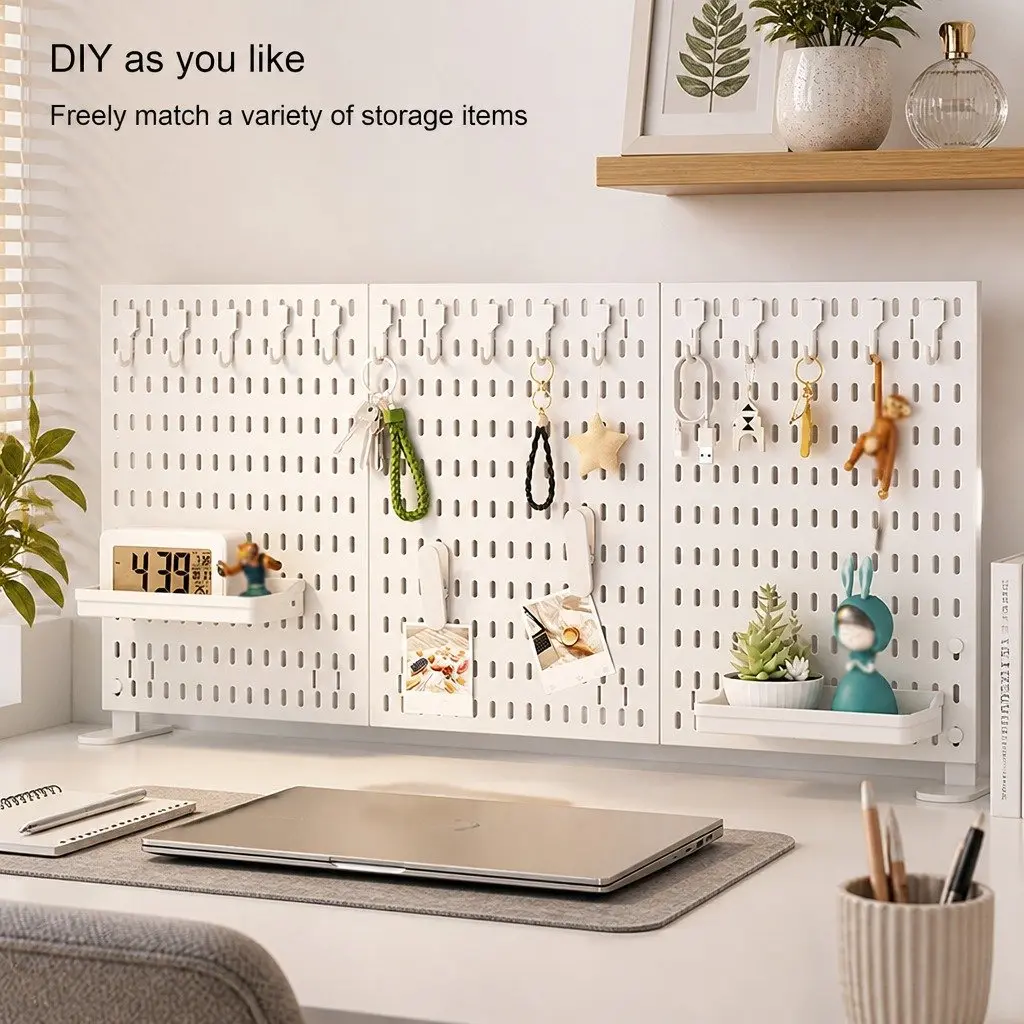 Pegboard Organizer Kit for Office Gaming Workspace White