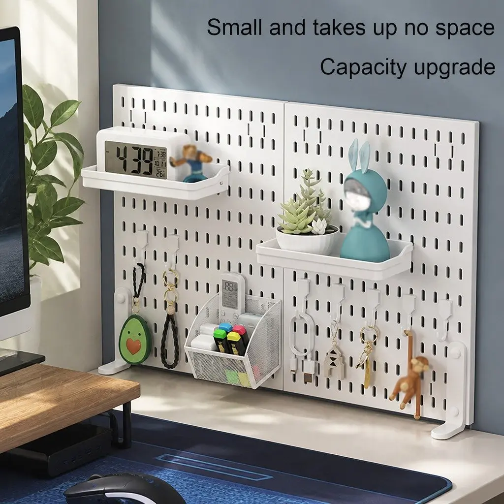 Pegboard Organizer Kit for Office Gaming Workspace White