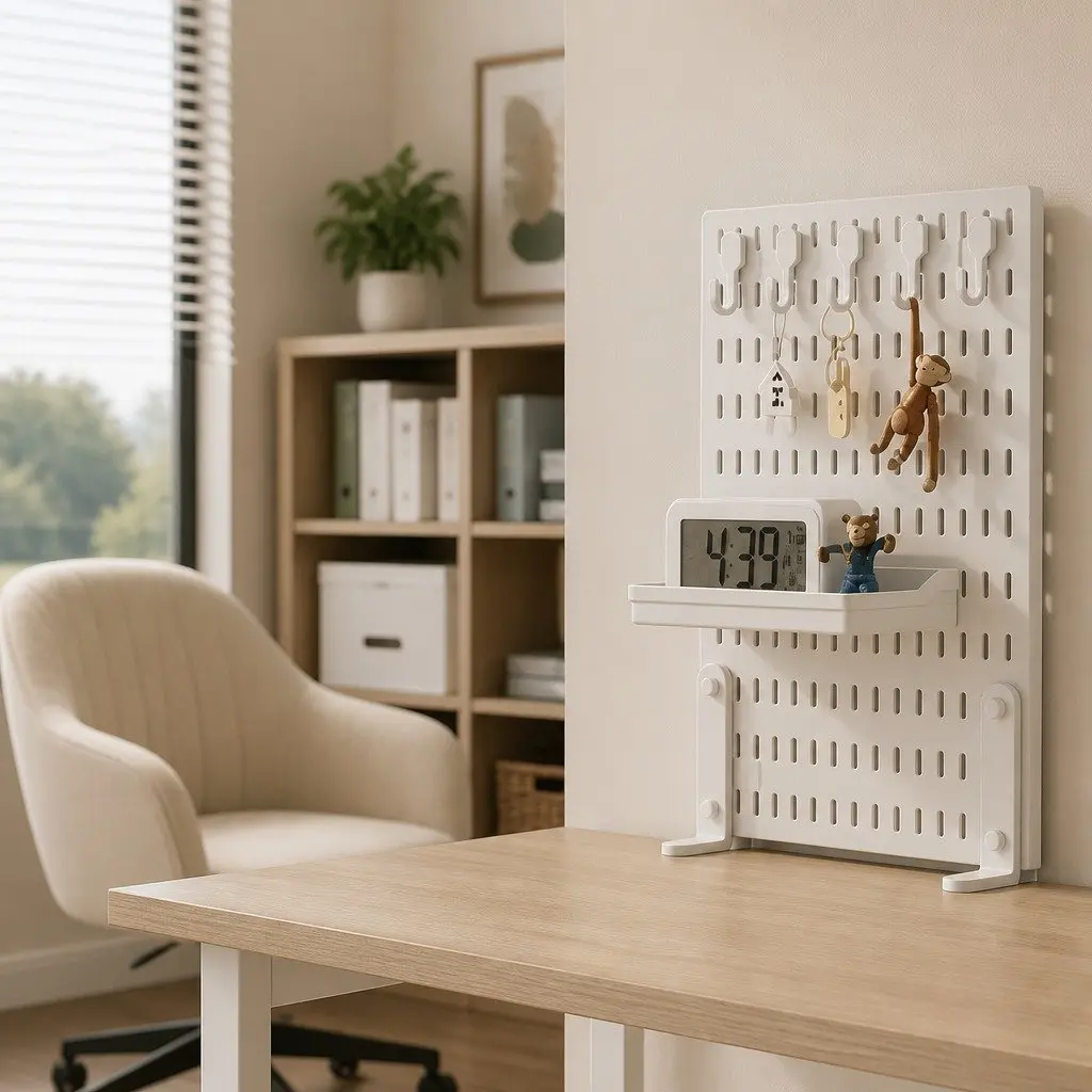 Pegboard Organizer Kit for Office Gaming Workspace White