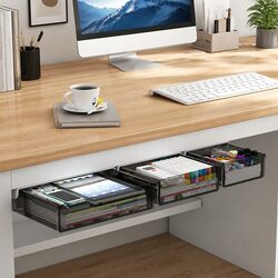 Under Desk Storage Drawers 3-Pack Hidden Pull-Out Organizer Office Home