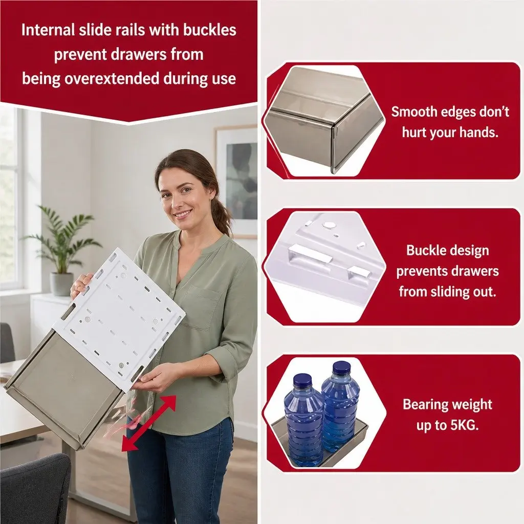 Under Desk Storage Drawers 3-Pack Hidden Pull-Out Organizer for Office & Home
