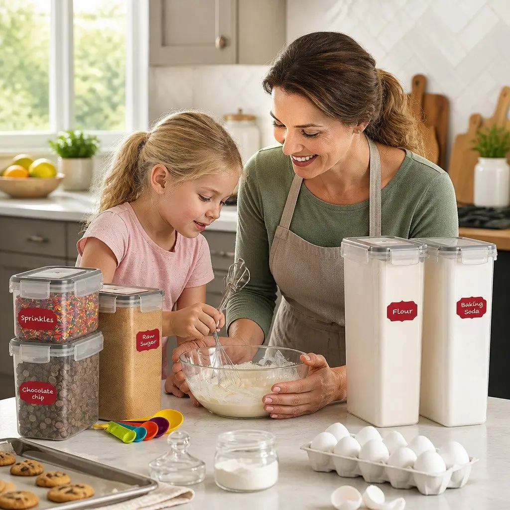 8 Piece Airtight Food Storage Containers Set for Kitchen Pantry Size Variety