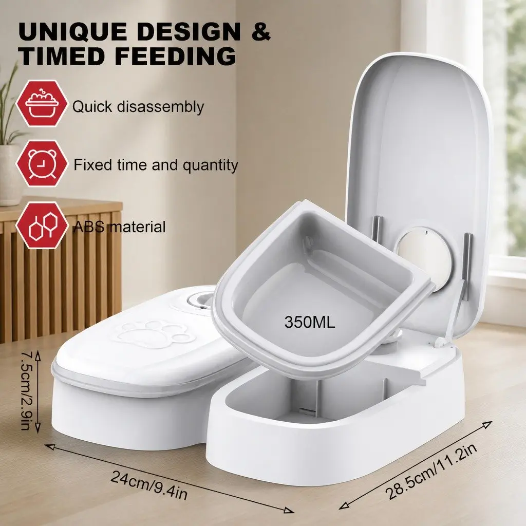 Automatic Pet Feeder with Dual Bowls