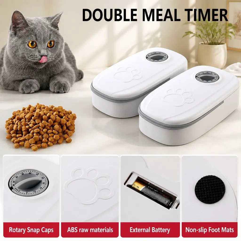 Automatic Pet Feeder with Dual Bowls