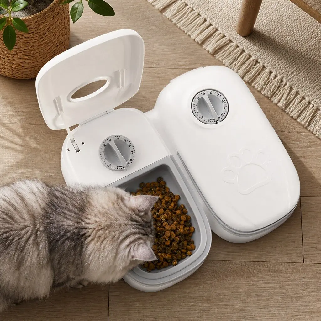 Automatic Pet Feeder with Dual Bowls