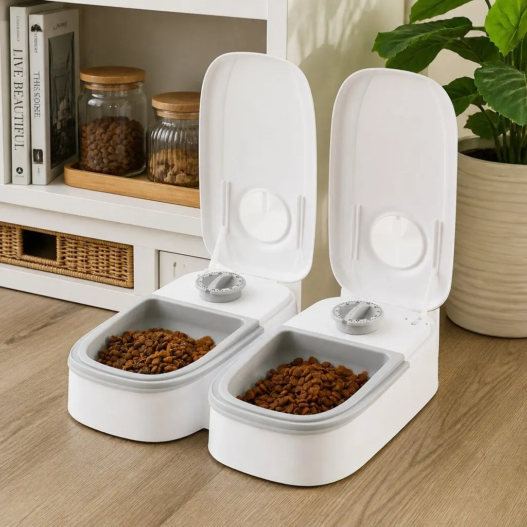 Automatic Pet Feeder with Dual Bowls
