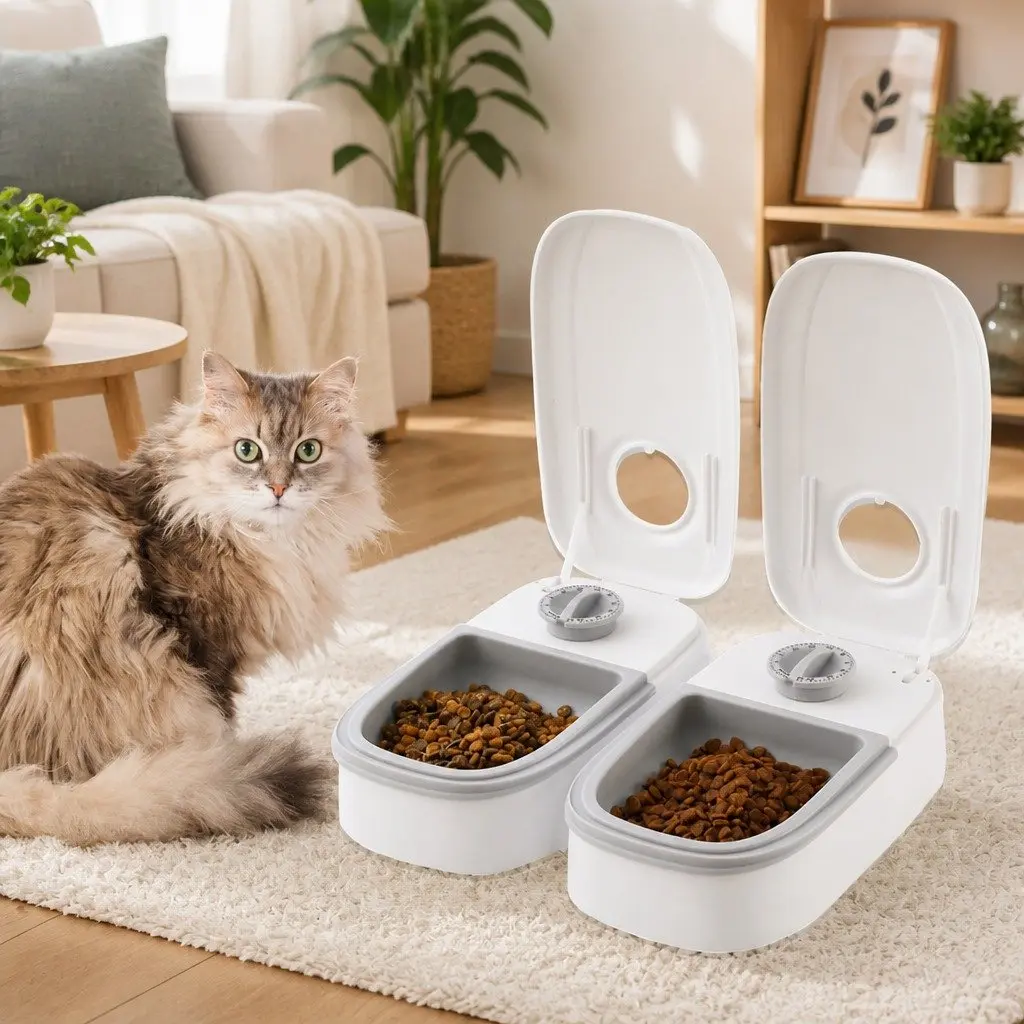Automatic Pet Feeder with Dual Bowls