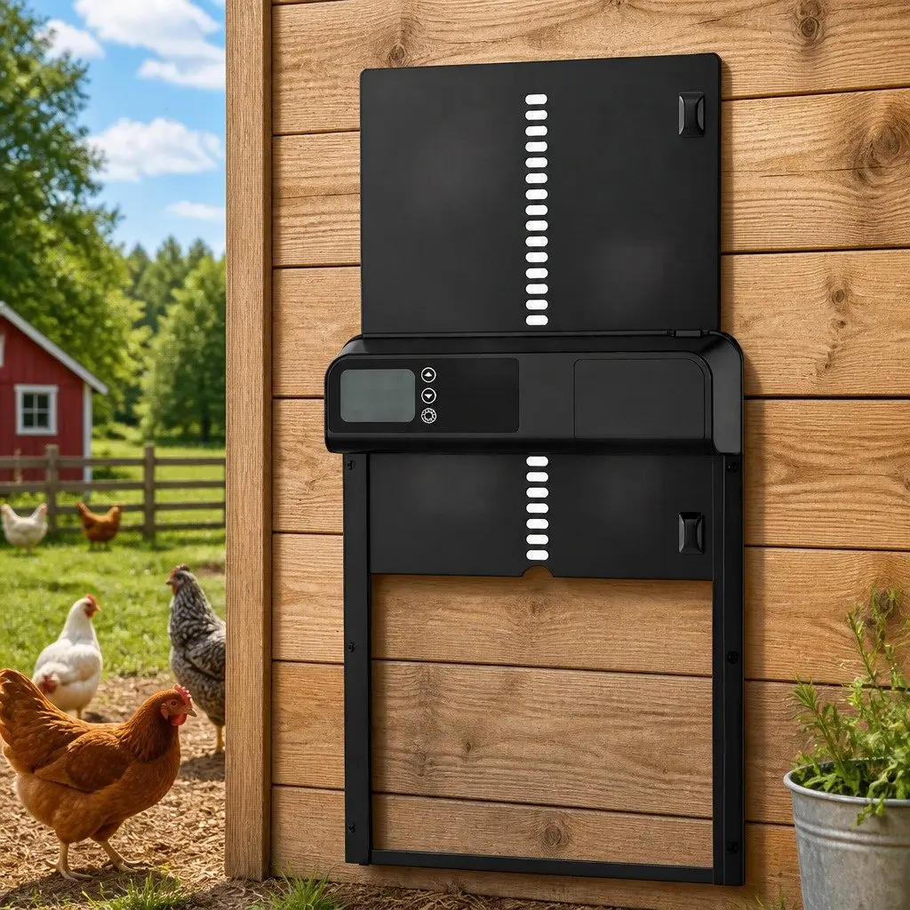Automatic Chicken Coop Door with Smart Timer LCD Screen Anti-Pinch Safety