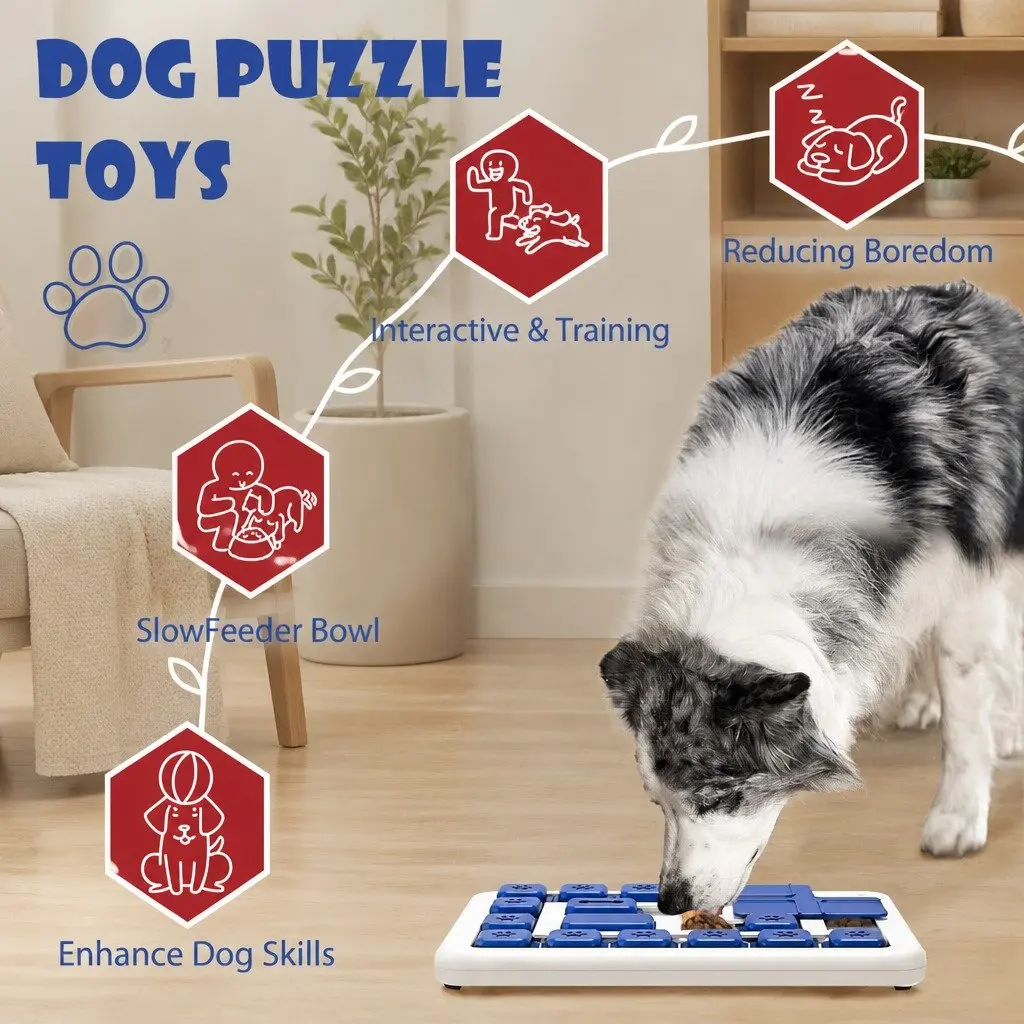 Interactive Dog Puzzle Toy Slow Feeder for Mental Stimulation 30 x 20 x 3 cm