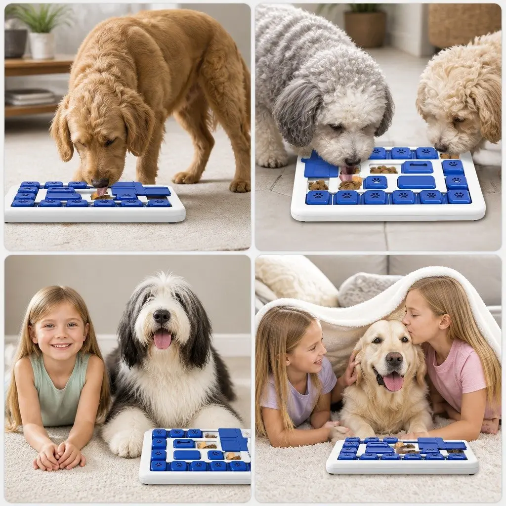 Interactive Dog Puzzle Toy Slow Feeder for Mental Stimulation 30 x 20 x 3 cm