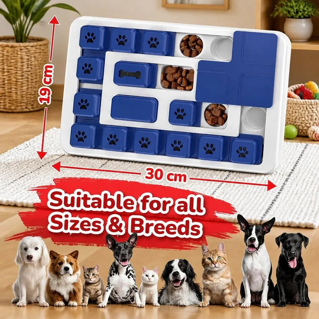 Interactive Dog Puzzle Toy Slow Feeder for Mental Stimulation 30 x 20 x 3 cm