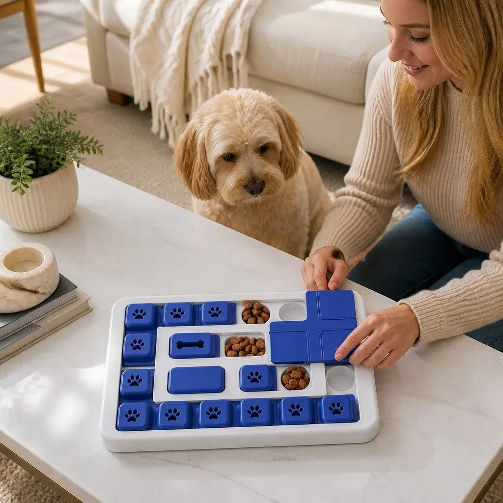 Interactive Dog Puzzle Toy Slow Feeder for Mental Stimulation 30 x 20 x 3 cm