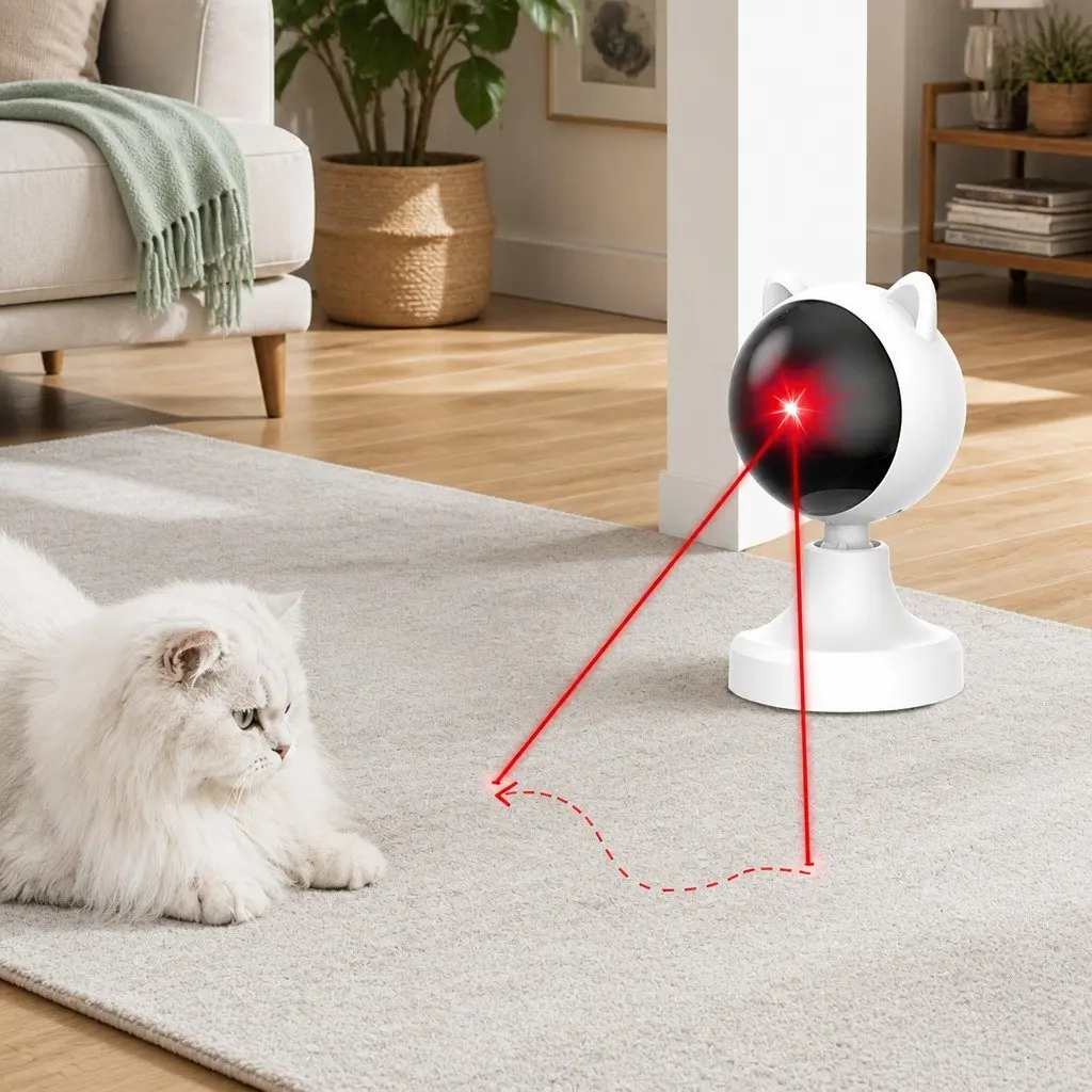 Cat Interactive Laser Toy USB Rechargeable Adjustable Angle 2 Speed Modes