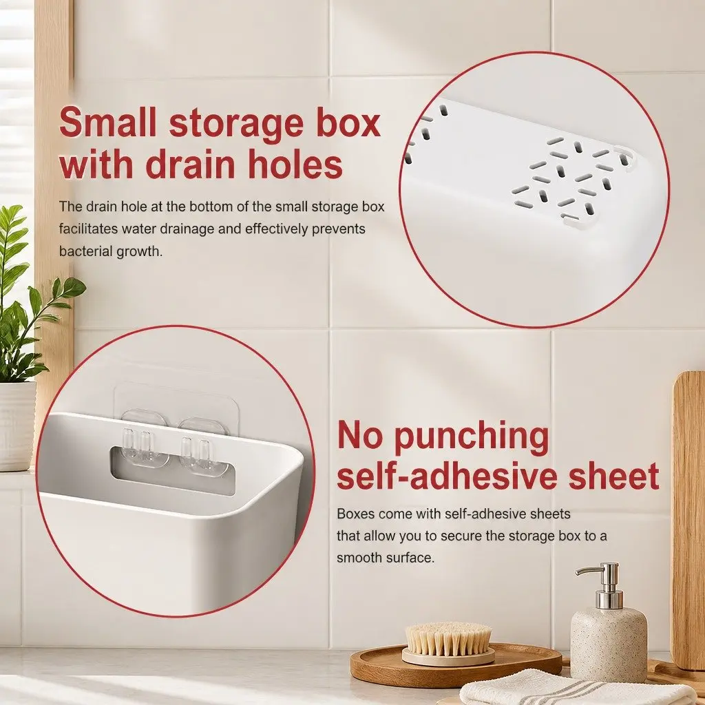 4-Pack Self-Adhesive Wall Storage Box Cabinet Door Kitchen Bathroom Office