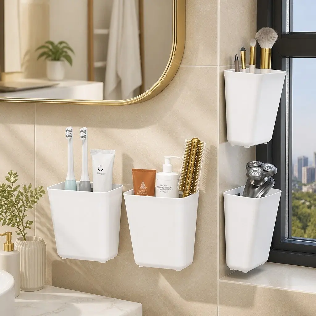 4-Pack Self-Adhesive Wall Storage Box Cabinet Door Kitchen Bathroom Office
