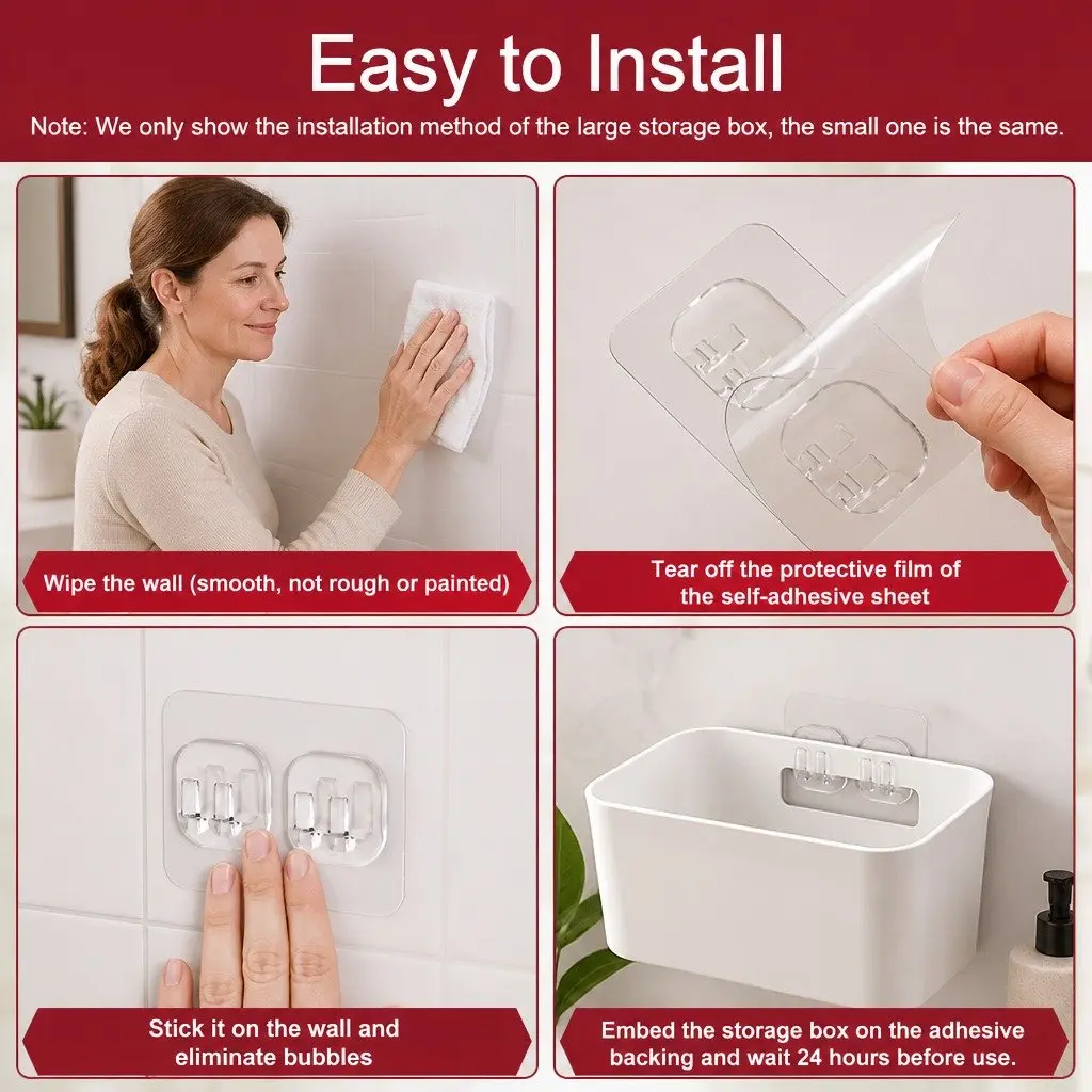 4-Pack Self-Adhesive Wall Storage Box Cabinet Door Kitchen Bathroom Office