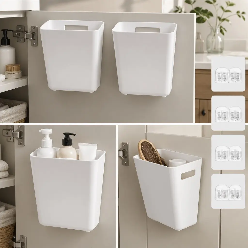 4-Pack Self-Adhesive Wall Storage Box Cabinet Door Kitchen Bathroom Office