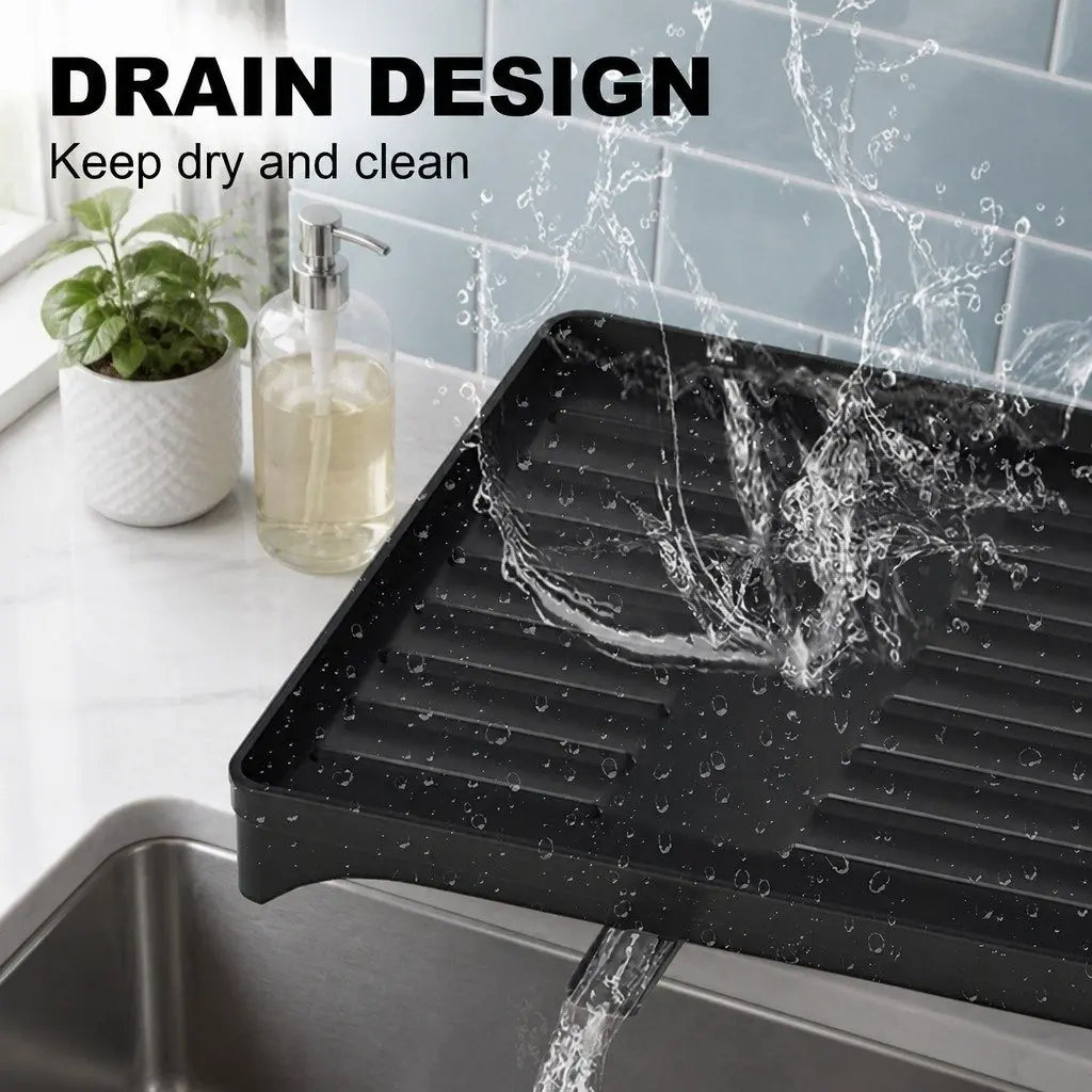 2-Tier Dish Drying Rack for Kitchen Countertop with Drainage Tray Utensil