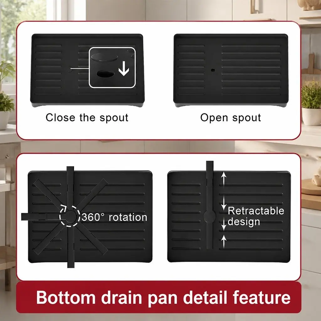 2-Tier Dish Drying Rack for Kitchen Countertop with Drainage Tray Utensil
