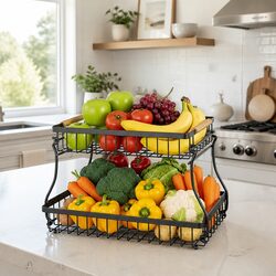 2-Tier Metal Fruit Basket Dimensions: 37 x 24 x 22 cm