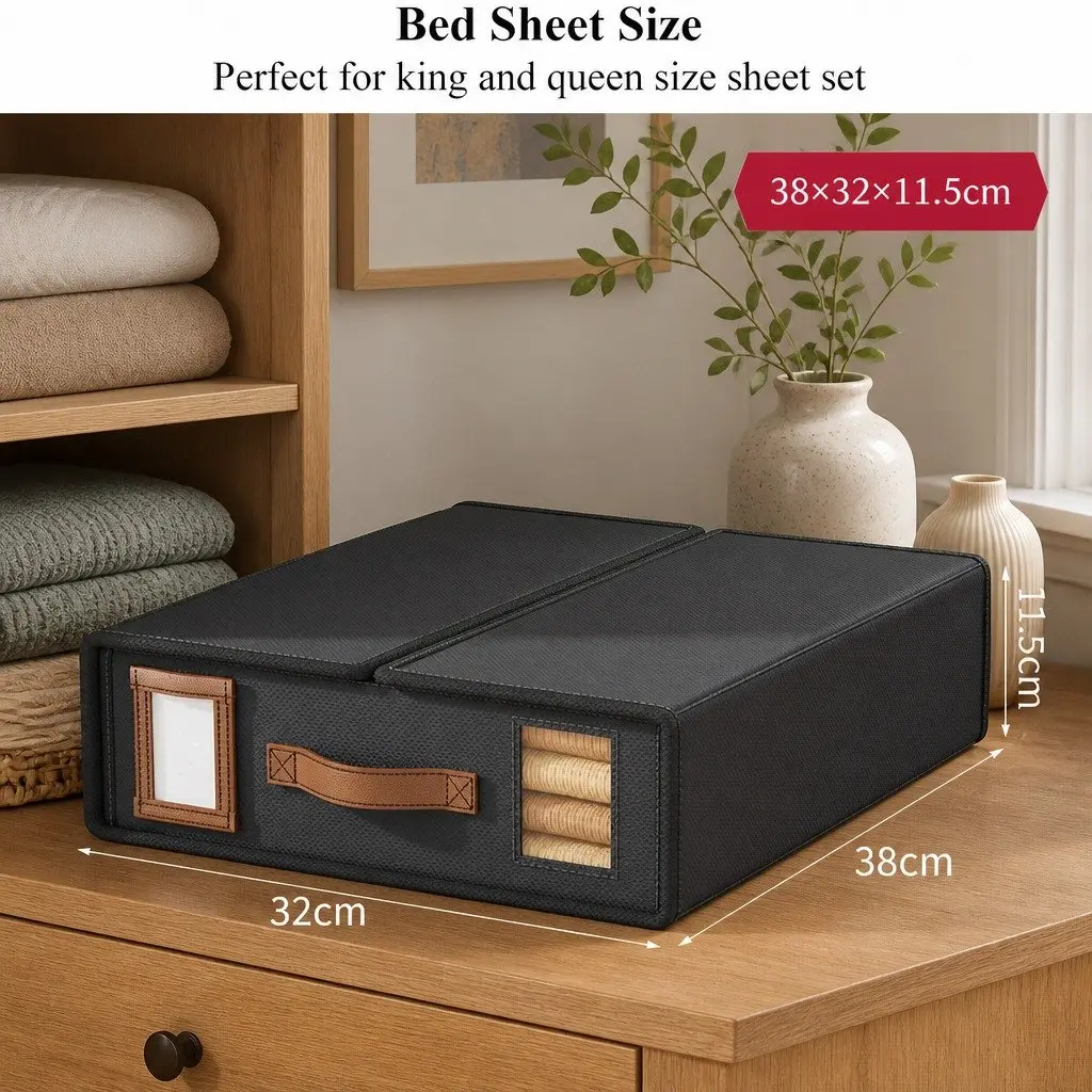 Storage Box Set for Bedding Organization 8 Piece with Clear Window and Handle
