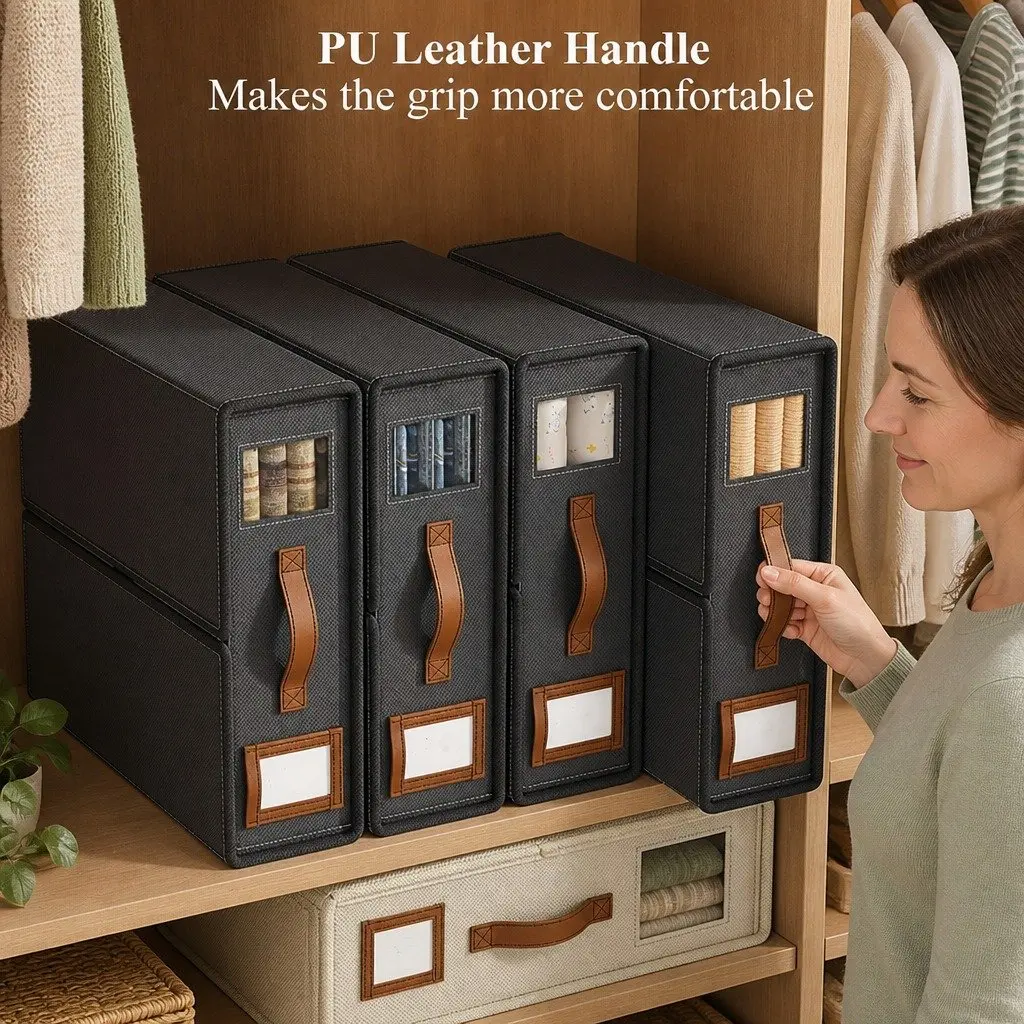 Storage Box Set for Bedding Organization 8 Piece with Clear Window and Handle
