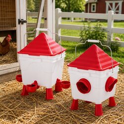 Automatic Chicken Feeder Waterer Set Gravity Dispenser 8KG Food 8L Water 4 Ports