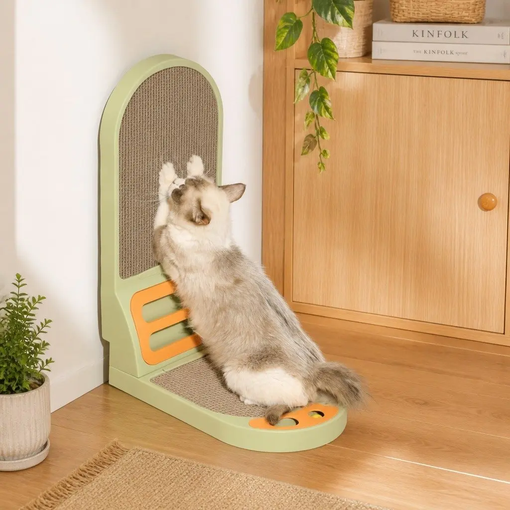 Vertical Cat Scratching Board L-Shaped Cardboard Scratcher Indoor Cats